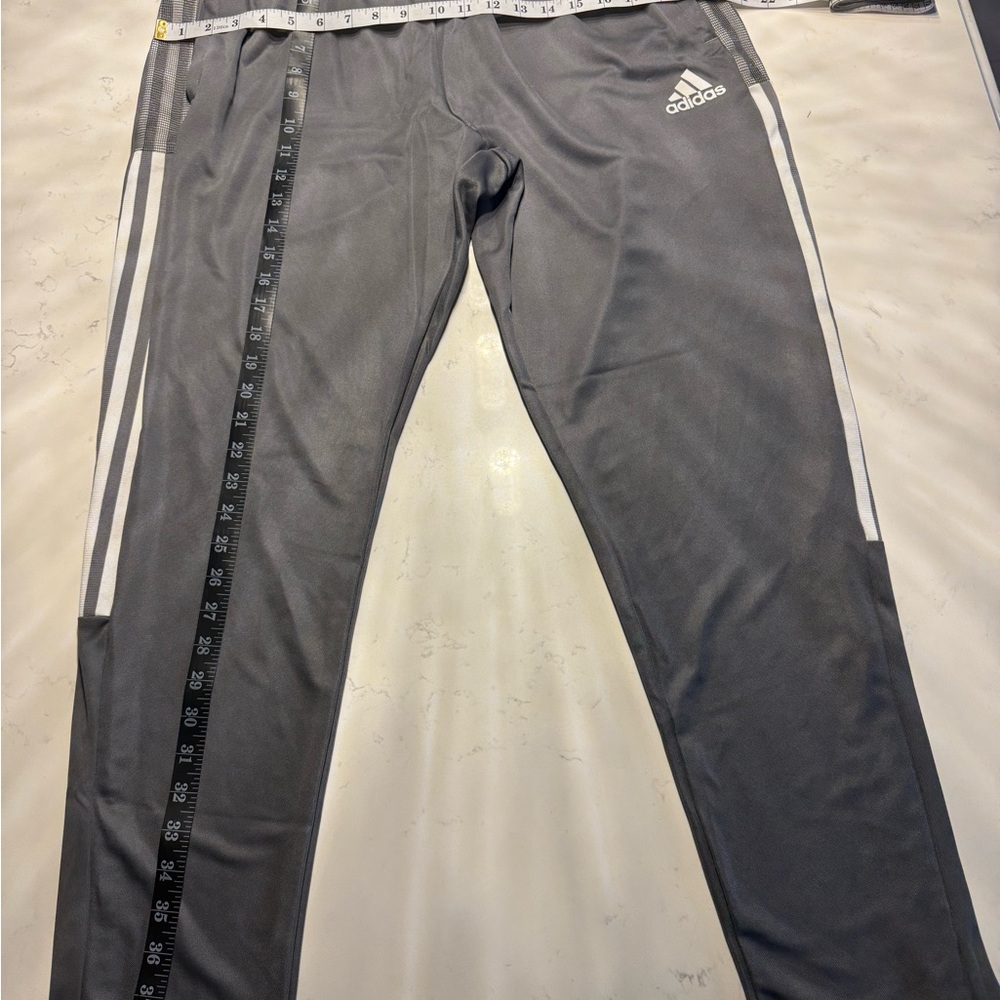 Adidas Men's Gray Joggers with White Stripes
